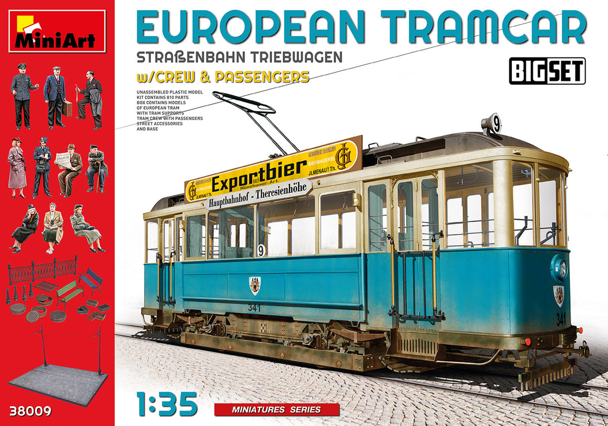 MIART-38009: MiniArt 1/35 European Tramcar (Strassenbahn Triebwagen 641) with Crew & Passengers