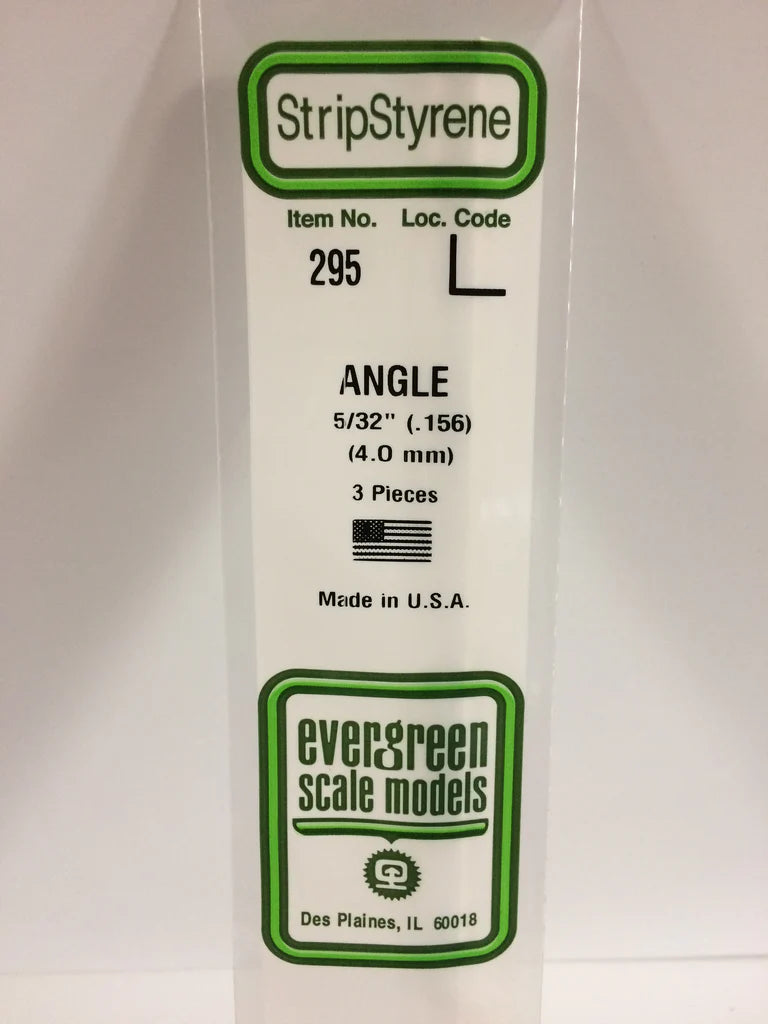 EVG0295 Evergreen Styrene Plastic .156 Angle 3 pieces #295