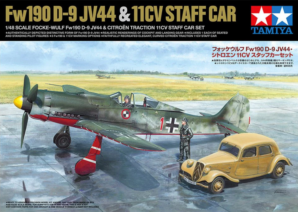 TAMIYA TAM25213 Focke-Wulf Fw190 D-9 JV44 & Citroen Traction 11CV Staff Car Tamiya 1:48