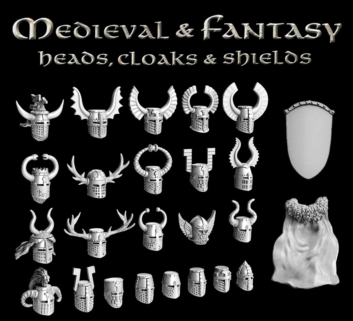 VICTRIX - Medieval & Fantasy Heads, Cloaks & Shields VXE002