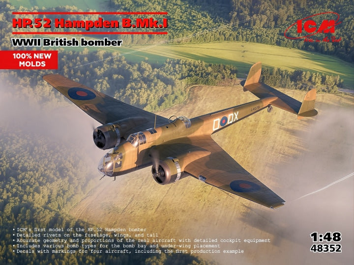ICM 1/48 HP.52 Hampden B.Mk.I. WWII British Bomber