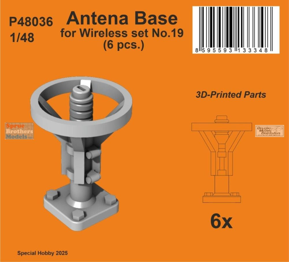 SPHP48036P 1:48 Special Hobby Antenna Base for Wireless Set No 19 (6pcs)
