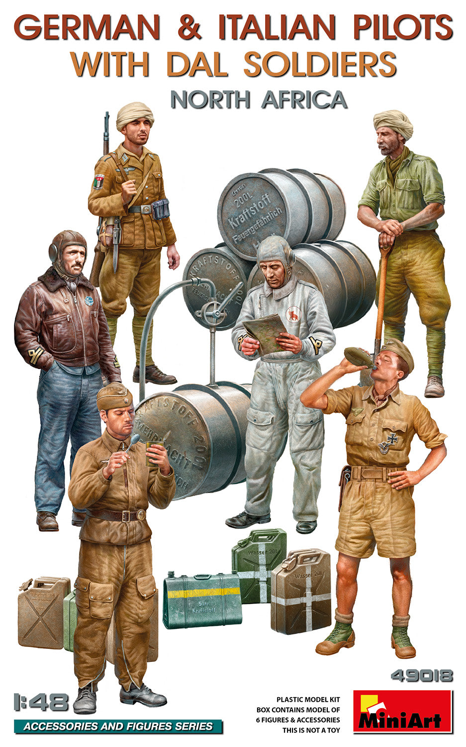 MiniArt. 1/48 GERMAN & ITALIAN PILOTS WITH DAL SOLDIERS. NORTH AFRICA (49018)