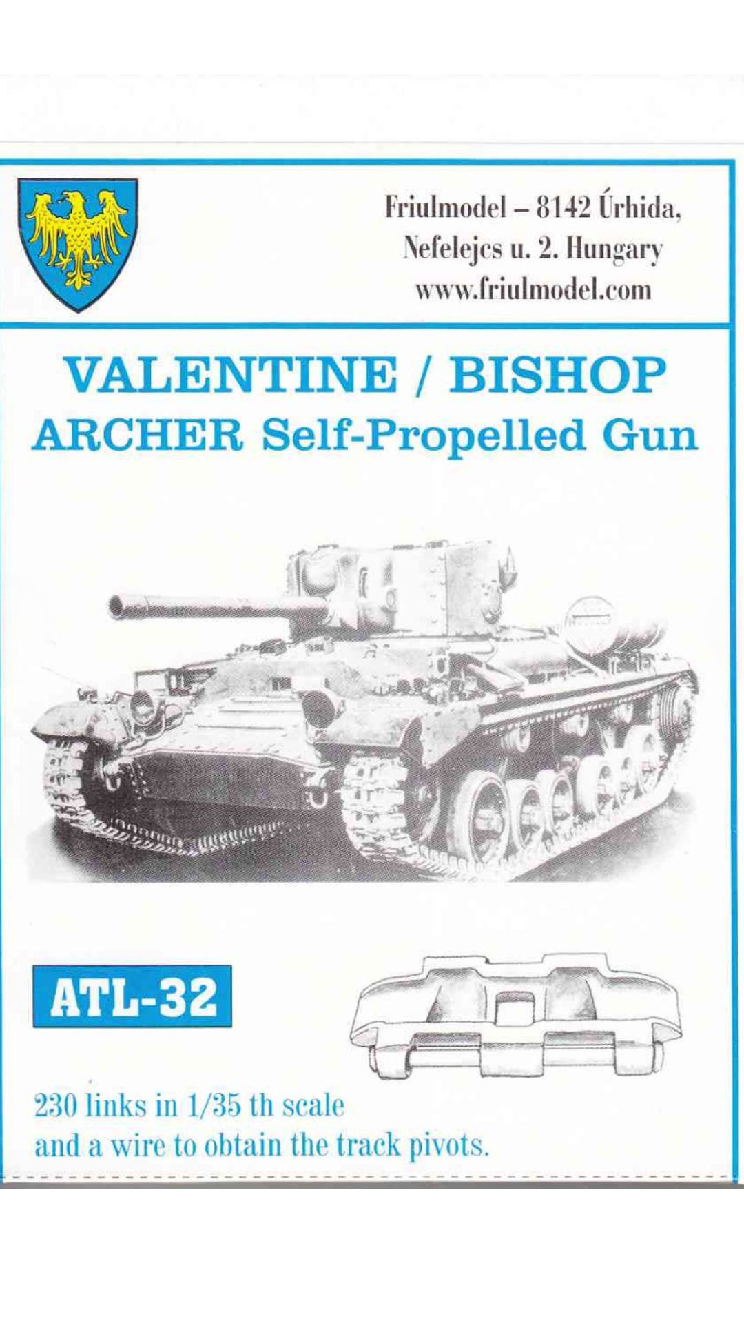 ATL - 32 FRUATL032 1:35 Friulmodel Track Link Set - Valentine/Bishop/Archer (230 links)