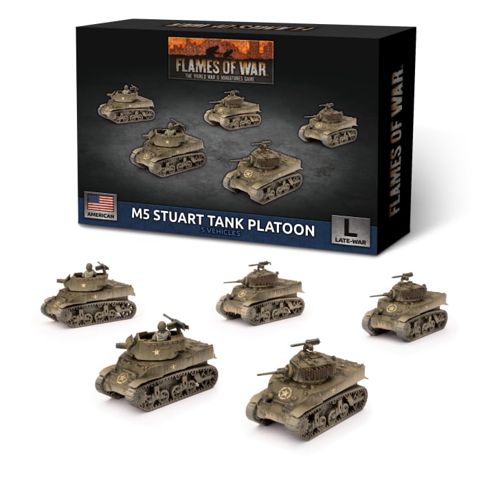 UBX70 M5 Stuart Light Tank Platoon (Late War x5 Tanks Plastic)Contains five M5 Stuart tanks