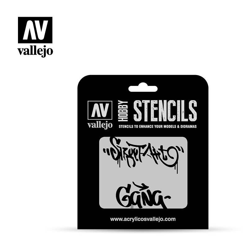 Vallejo Street Art Schablone Nr. 2, 125x125 Mm – Für Airbrush, Lettering & Effekte Auf Modellen