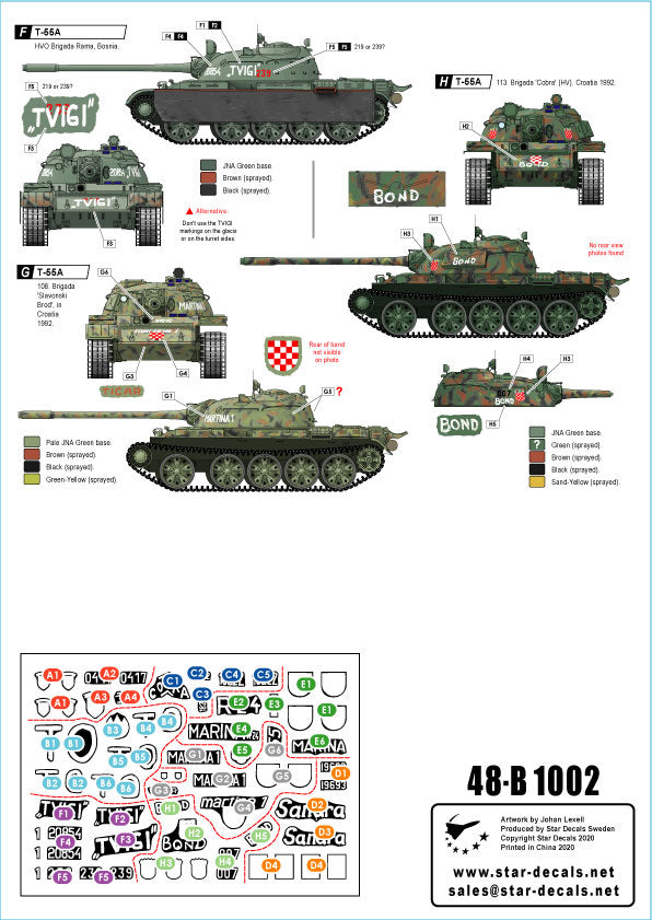 Star Decals. 1/48. 48-B1002 T-55A.
