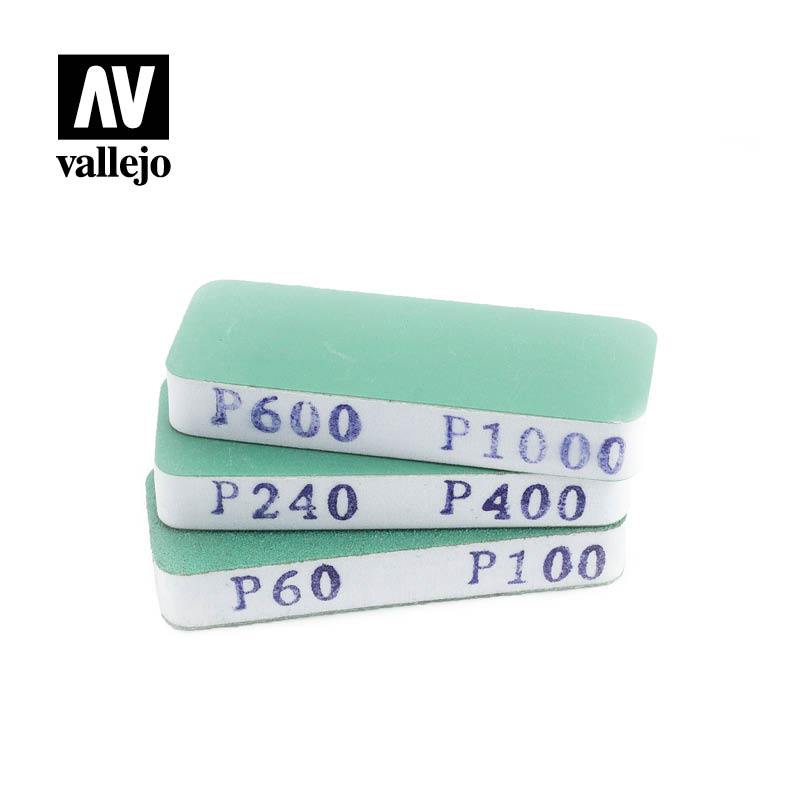 T04004 Set de 3 Lijas Flexibles, Doble Grano (80x30x12 mm)