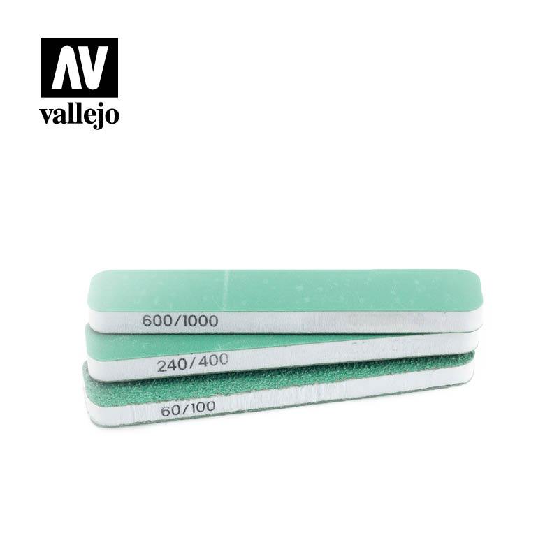 T04001 Set de 3 Lijas Flexibles, Doble Grano (90x19x6 mm)