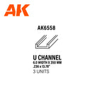 AK6558 Perfil en U de 6,0 mm de ancho x 350 mm – PERFIL EN U DE ESTIRENO