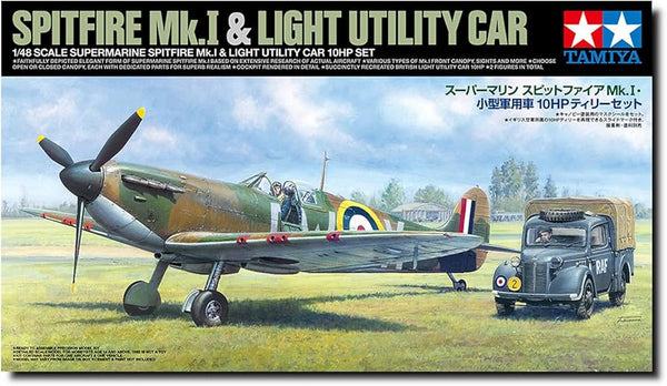 Supermarine Spitfire Mk.I & Light Utility Car 10HP Tilly Set Tamiya  No. 25211 1:48
