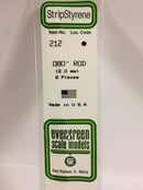 EVG0212 Styrene Plastic .080 Round Rod 6 pieces 212