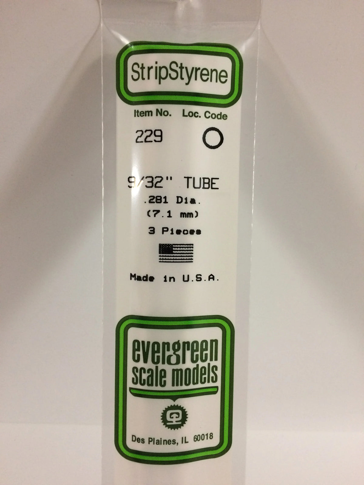 EVG0229 - .281" (7.1mm) OD OPAQUE WHITE POLYSTYRENE TUBING EVERGREEN 229