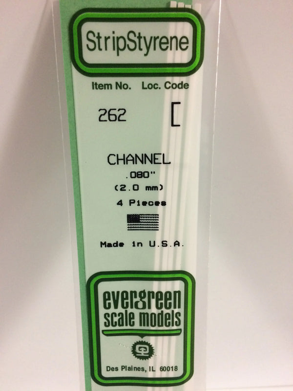 Evergreen 266 - .188" (4.8mm) OPAQUE WHITE POLYSTYRENE CHANNEL