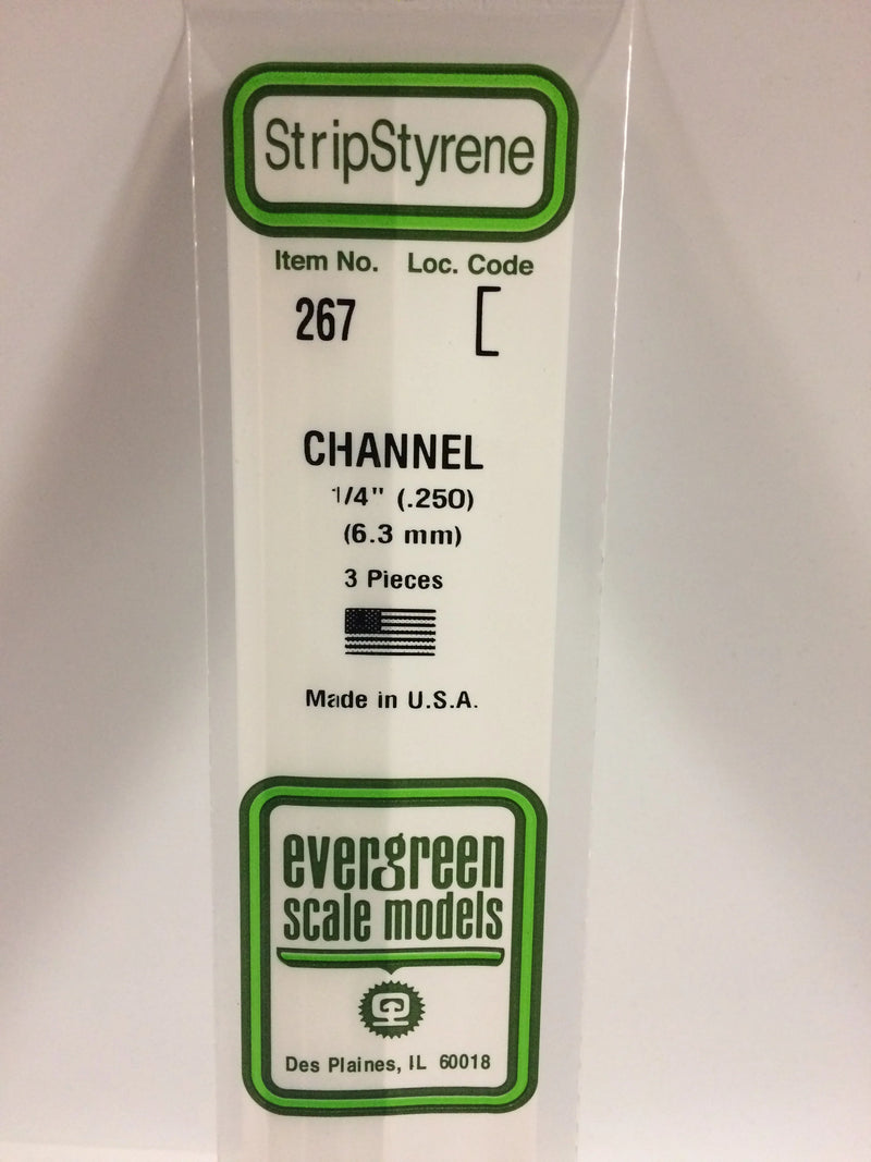 Evergreen 267 - .250" (6.3mm) OPAQUE WHITE POLYSTYRENE CHANNEL