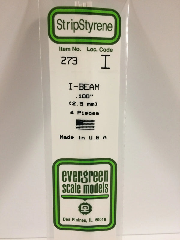 Evergreen 273 - 100" (2.5mm) OPAQUE WHITE POLYSTYRENE I-BEAM