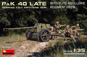 35409 GERMAN 7.5CM ANTI-TANK GUN PaK 40 Late w/ELITE ARTILLERIE REGIMENT CREW