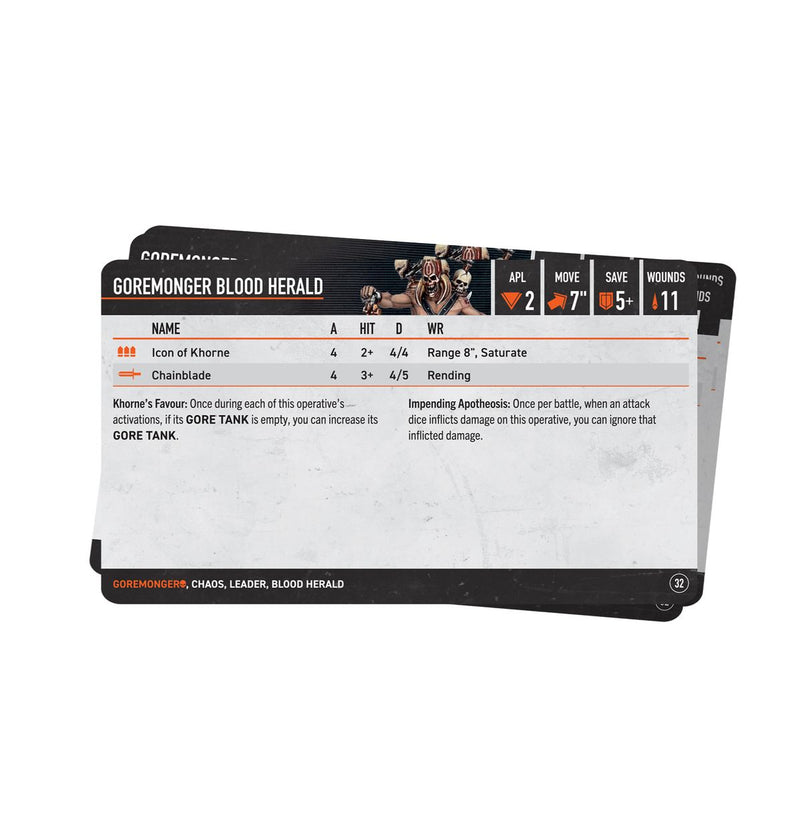 KILL TEAM: GOREMONGERS DATACARDS (ENGLISH)