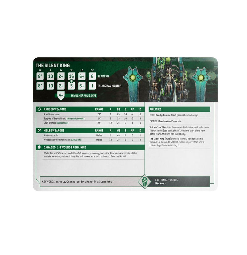 FICHE TECHNIQUE CARTES : NECRONS anglais