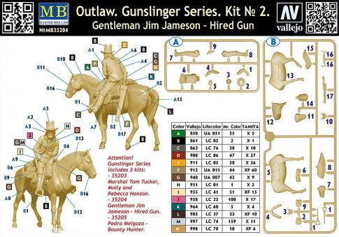 MASTER BOX 1/35 série Outlaw Gunslinger. Gentleman Jim Jameson - Pistolet à gages