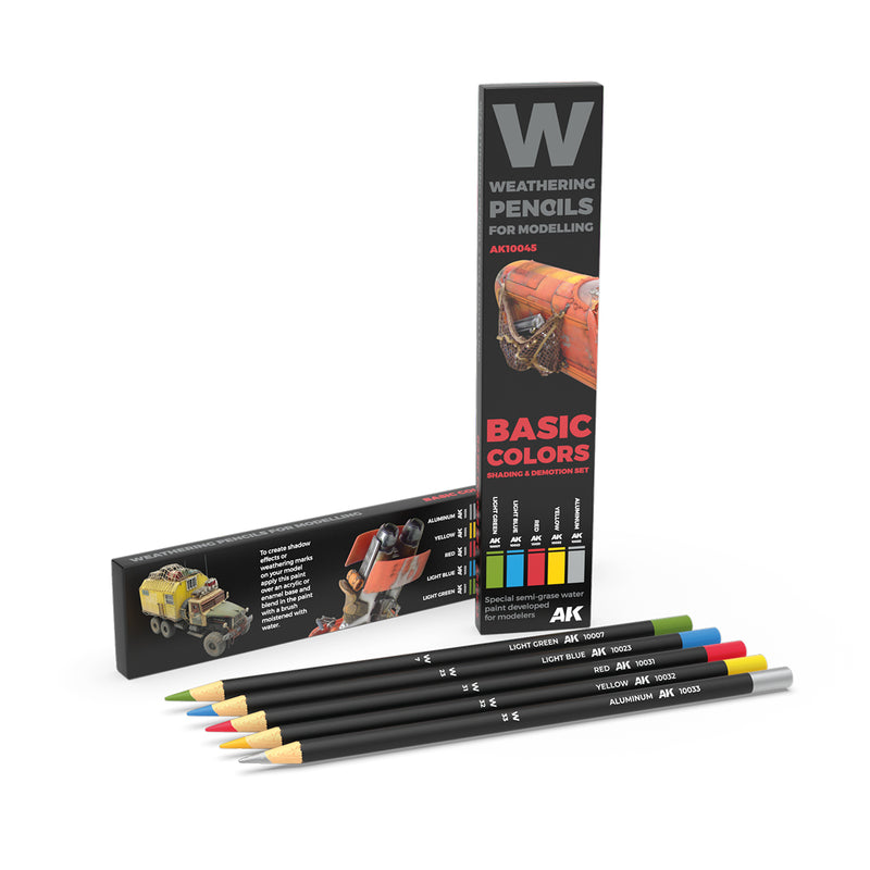 AK10045 Interactive Weathering pencils for modelling: Basic Colors set