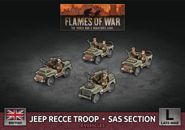 Troupe de reconnaissance Jeep Flames of War/Section SAS (4x plastique)