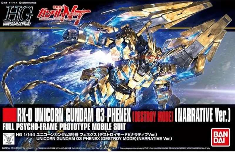 RX - 0Unicorn Gundam 03 Phenex Destroy Mode Ver. Gundam NT 1/144