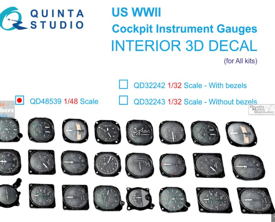 QTSQD48539 1:48 Quinta Studio 3D Decal - US WW2 Cockpit instrument gauges