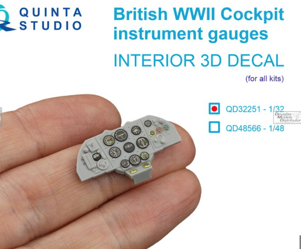 QTSQD32251 1:32 Quinta Studio 3D Decal - British WW2 Cockpit Instrument Gauges