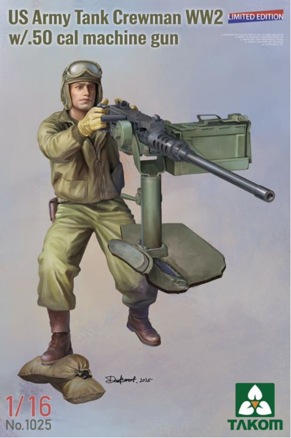 Takom 1/16 US Army WW2 Tank Crewman with .50 cal Machine Gun Limited Edition Figure 01025