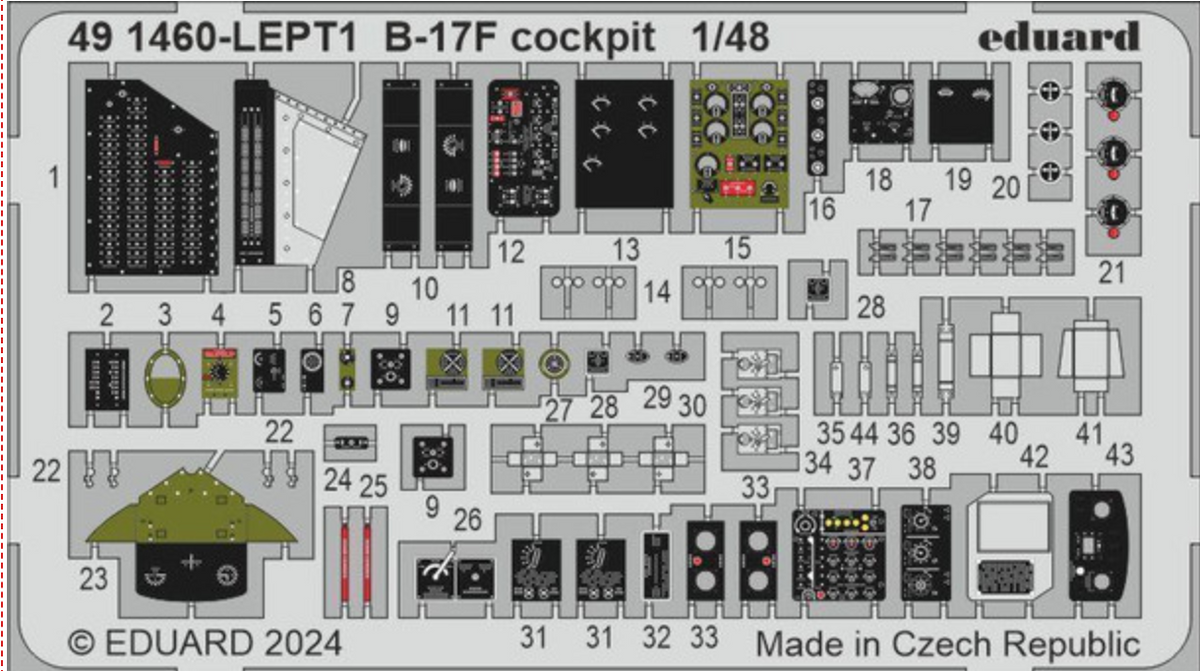 EDU - 491460 1/48 Eduard B-17F cockpit Photo Etch for EDUARD