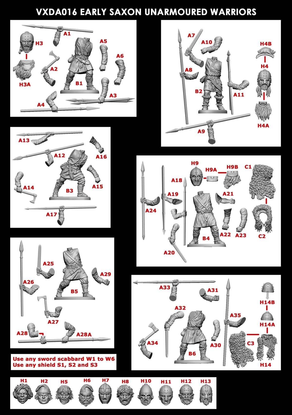VICTRIX - Early Saxon Unarmoured Warriors VXDA016