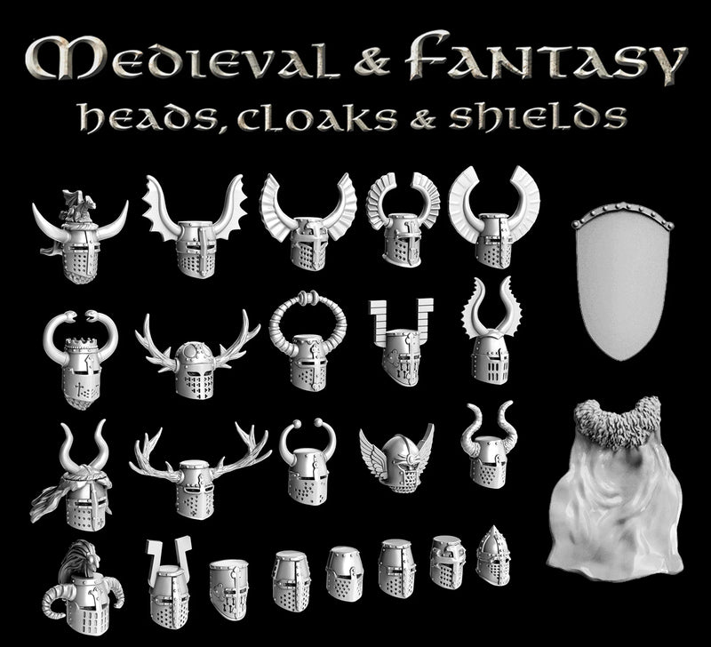 Medieval & Fantasy Heads, Cloaks & Shields VXE002