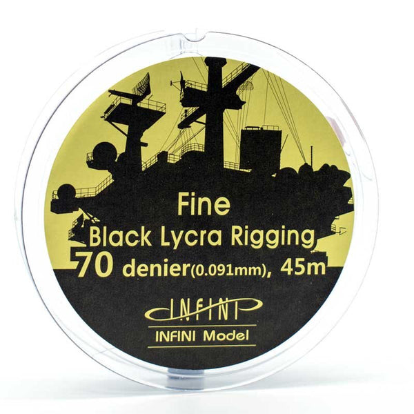 INFIR0701B Infini Model Black Lycra Ship Riggin - Fine 70 Denier (0.091mm x 145 feet)