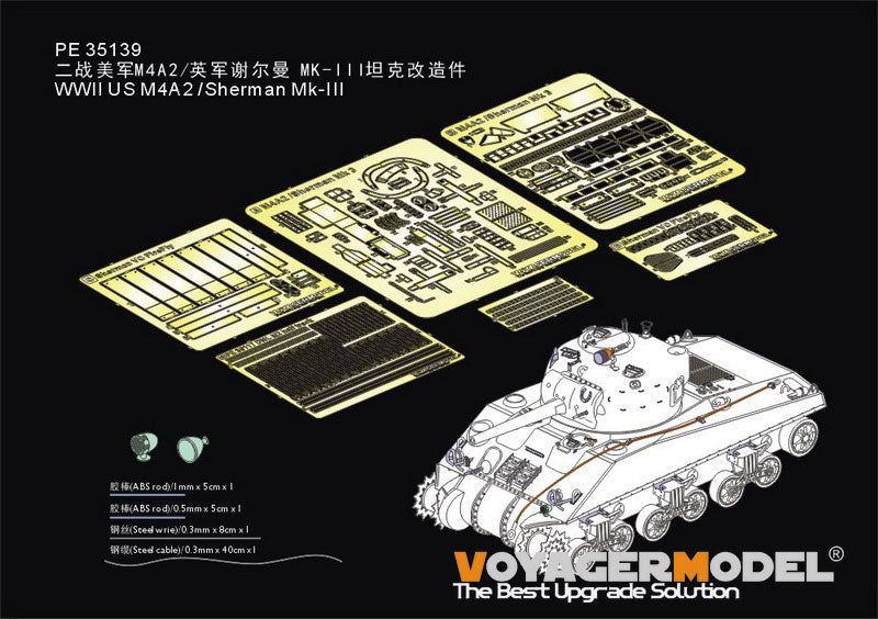 Photodécoupe pour PE351391/35 WWII M4A2 /Sherman Mk-III (pour DRAGON 6062/6313)