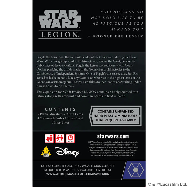 Star Wars: Legion - Sun Fac and Poggle the Lesser Operative and Commander Expasion