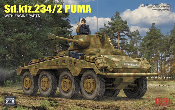 Rye Field Model 5110 1/35 Sd.Kfz 234/2 Puma with Engine parts