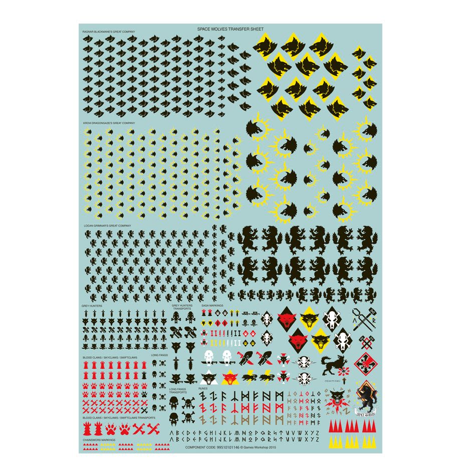 SPACE WOLVES TRANSFER SHEET