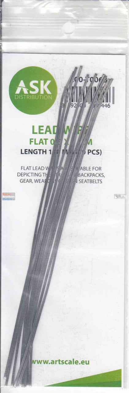 ASKT0068 ASK/Art Scale - Fil de plomb (plat) 0,3 mm x 1 mm x 140 mm (10 pièces)