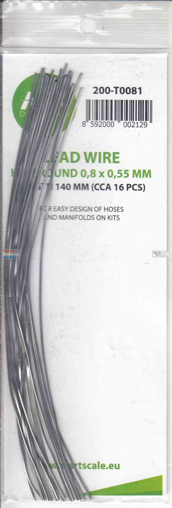 ASKT0081 Lead Wire (half round) 0.8 mm x 0.55 x 140 mm (16 pcs)