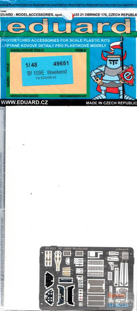 EDU49651 1:48 Eduard Color PE - Bf 109E Weekend Edition Ensemble de détails (kit EDU)