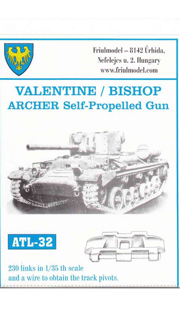 ATL - 32 FRUATL032 1:35 Friulmodel Track Link Set - Valentine/Bishop/Archer (230 links)