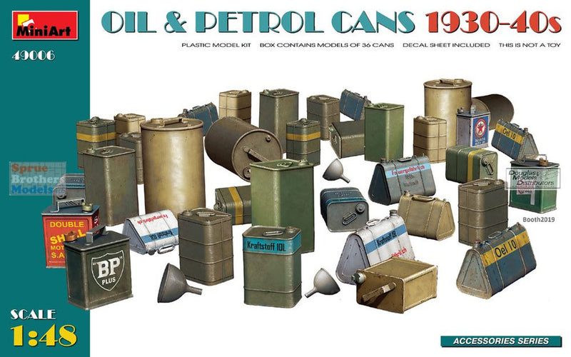 MIA49006 1:48 Miniart Oil &amp; Petrol Cans 1930-40s