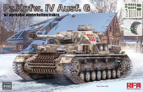 1:35 Rye Field Model Panzer Pz.Kpfw.IV Ausf.G with workable winterketten tracks 2 in 1