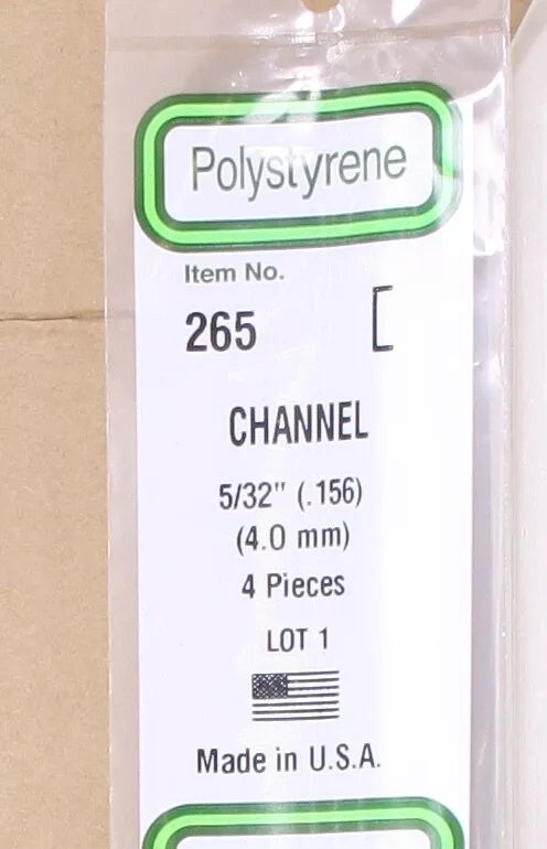 EVG0265 Evergreen Styrene Plastic .156 Channel 4 pieces #265