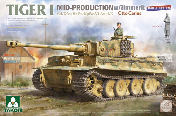 TAK02200 1:35 Takom Tiger I production moyenne avec Zimmerit + figurine supplémentaire