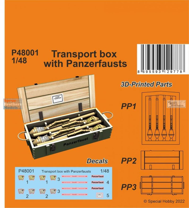 SPH P48001 1/48 Special Hobby Transport Box with Panzerfausts