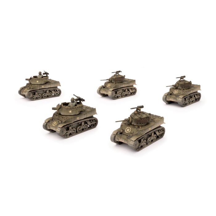 UBX70 M5 Stuart Light Tank Platoon (Late War x5 Tanks Plastic)Contains five M5 Stuart tanks
