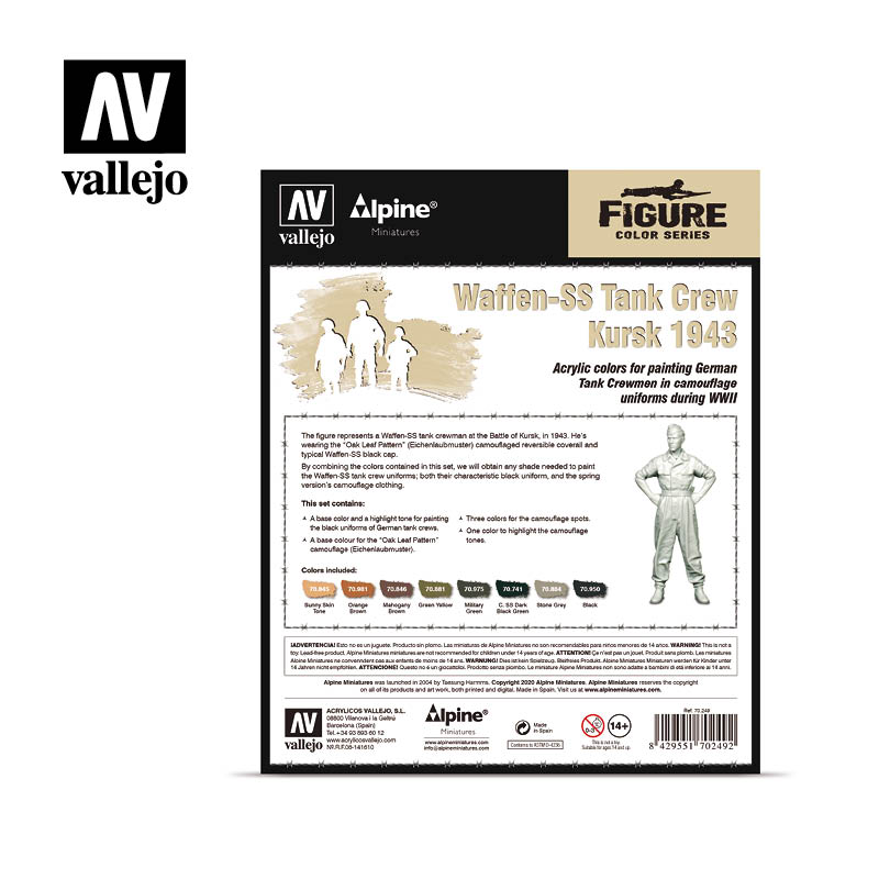 70.249 MODEL COLOR SET: ALPINE WAFFEN-SS TANK CRE, KURSK 1943