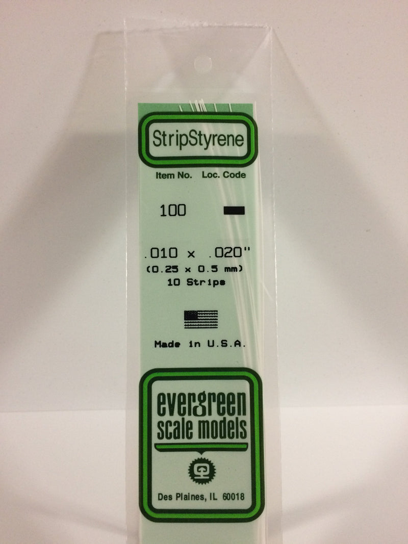Evergreen Styrène Plastique .010 x .020 Bande 10 pièces
